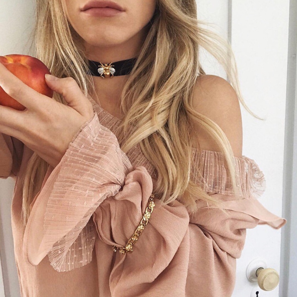For Love & Lemons Evie Button Blouse in Champagne